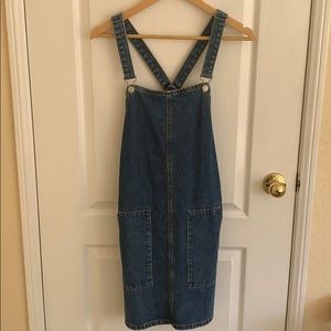 TOPSHOP blue denim pinafore dress
